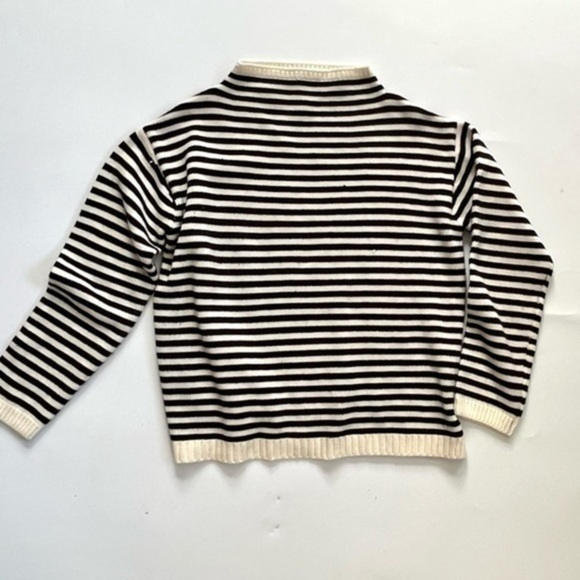 BLACK AND WHITE STRIPED KNIT HIGH NECK SWEATER - Picture 1 of 6